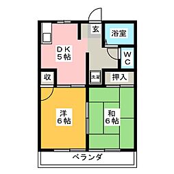 サンハイム富士見 2DKの間取図画像