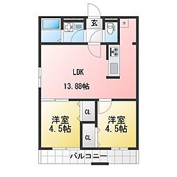 間取図画像 2LDK