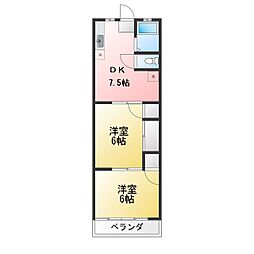 フラッツ横浜S 2DKの間取図画像