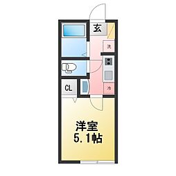 CASA二俣川 1Kの間取図画像