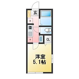 CASA二俣川 1Kの間取図画像