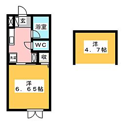 プリンスハイコート 1Kの間取図画像