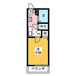 アルページュ希望が丘 1Kの間取図画像