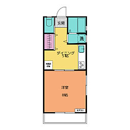サングラシャス 1DKの間取図画像