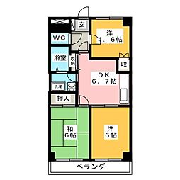 ロジュマン2 3DKの間取図画像