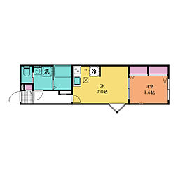 プレミエール希望が丘 1DKの間取図画像