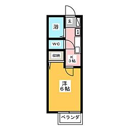 ペイサージュB 1Kの間取図画像