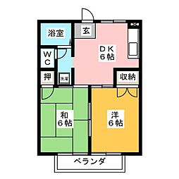 サマックスヴィラB 2DKの間取図画像
