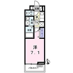 サンライズY 1Kの間取図画像