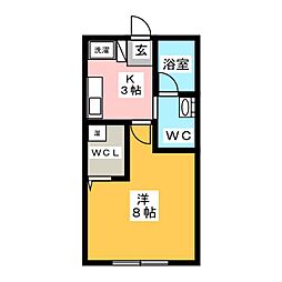 サンテラス 1Kの間取図画像