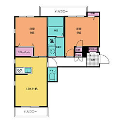 マロニエB 2LDKの間取図画像