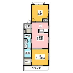 ハッピーヒルズ 2LDKの間取図画像