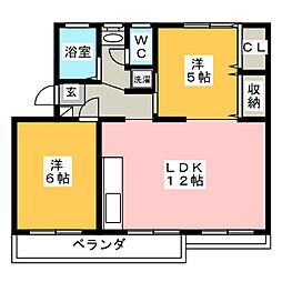 左近山団地4-22号棟 2LDKの間取図画像