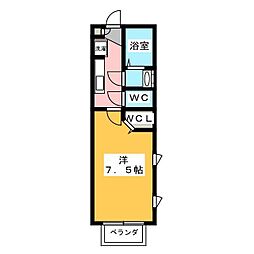 リリーレフア 1Kの間取図画像