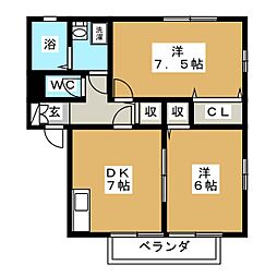 ハイステージ 2DKの間取図画像
