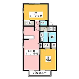 フローラ 2LDKの間取図画像