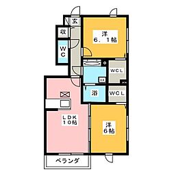 セジュール下瀬谷B 2LDKの間取図画像