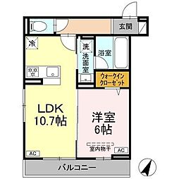 D Paina Futamatagawa 1LDKの間取図画像