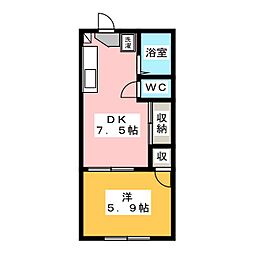 ジュネス立石 1DKの間取図画像