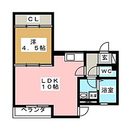 アルウス湘南 1LDKの間取図画像