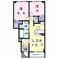 ジリエット 2LDKの間取図画像