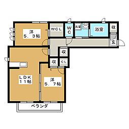 セルディーナ茅ヶ崎 2LDKの間取図画像