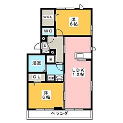 ソレアードA 2LDKの間取図画像