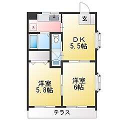 ロイヤルコートF・F 2DKの間取図画像