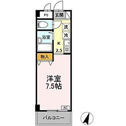湘南abs 1Kの間取図画像