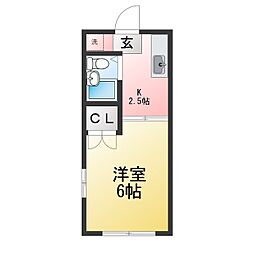 ルネショウナン 1Kの間取図画像