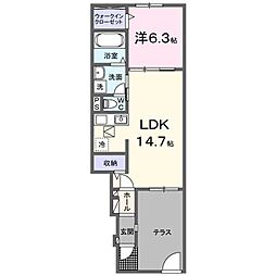 ひだまりガーデンテラスI 1LDKの間取図画像