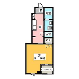 ベルパティオ 1Kの間取図画像