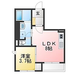 Kafuu Tida 1LDKの間取図画像