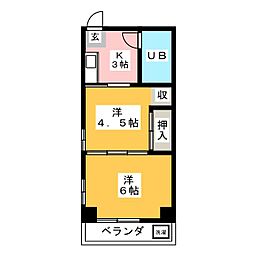 八百定ビル 2Kの間取図画像
