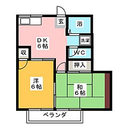 グランデュール鎌倉 2DKの間取図画像