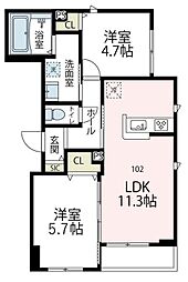 メゾンアイ3 2LDKの間取図画像