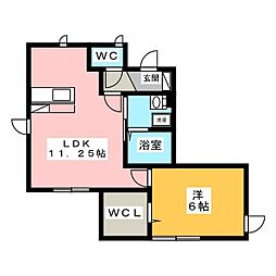 シャルマン・ヴィラ 1LDKの間取図画像