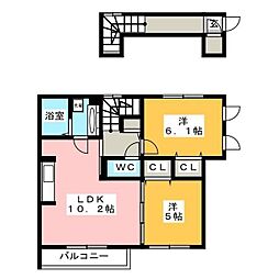 サニーウェル 2LDKの間取図画像