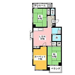 森川マンション 3LDKの間取図画像