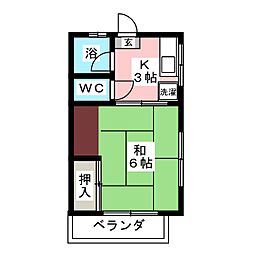 フジハイツ 1Kの間取図画像