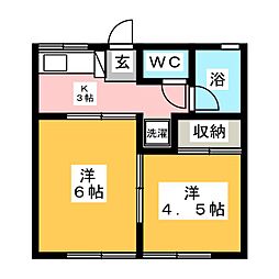 さくらハイツ 2Kの間取図画像