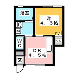 新比企ヶ谷ハイツ 1DKの間取図画像
