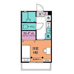 秋広コーポB 1Kの間取図画像