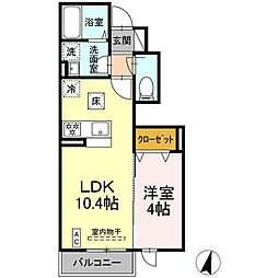 クレール光丘A 1LDKの間取図画像