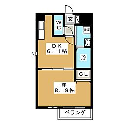 メゾン・ド・ヒロ 1DKの間取図画像