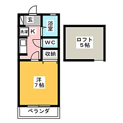 スカイコート 1Kの間取図画像