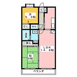サニーコーポ1 2LDKの間取図画像