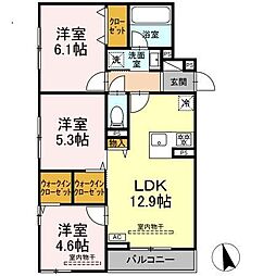 (仮称)トリシア円行2丁目プロジェクト 3LDKの間取図画像