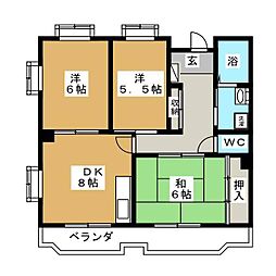 第2サニーハイツ 3DKの間取図画像