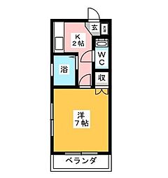 ファミール湘南 1Kの間取図画像